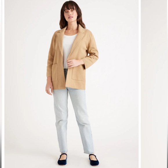 Quince 100% Organic Cotton Knit Camel Blazer - Picture 2 of 8